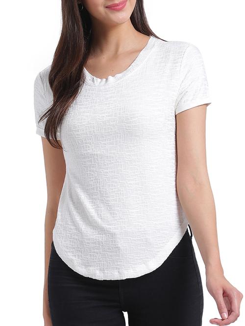 u-shaped hem self design top with zip detail - 15471241 - Very Small Image - 1
