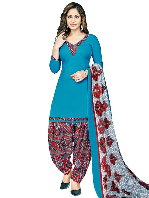 printed unstitched salwar suit - 15471364 - Very Small Image - 1