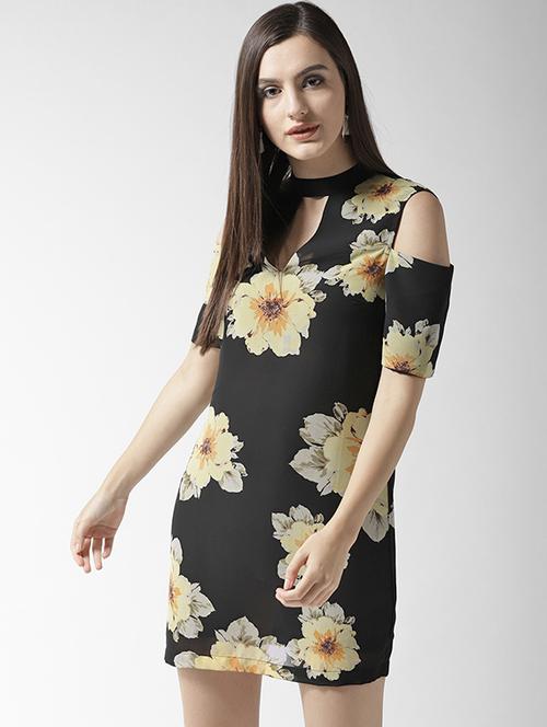 choker neck cold-shoulder floral dress - 15471512 - Very Small Image - 1