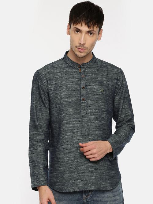navy blue cotton short kurta - 15472225 - Very Small Image - 1