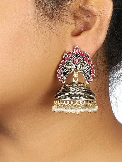 pink oxidized earrings - 15472500 - Very Small Image - 1