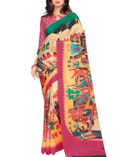 digital graphic printed saree with blouse - 15472780 - Very Small Image - 1