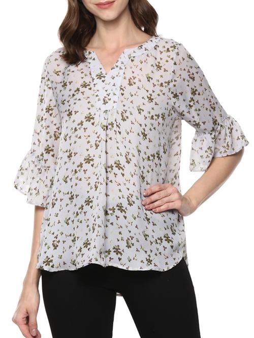 pleat detail ditsy floral top - 15472812 - Very Small Image - 1