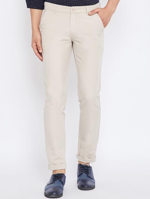 beige cotton chinos casual trousers - 15473185 - Very Small Image - 1