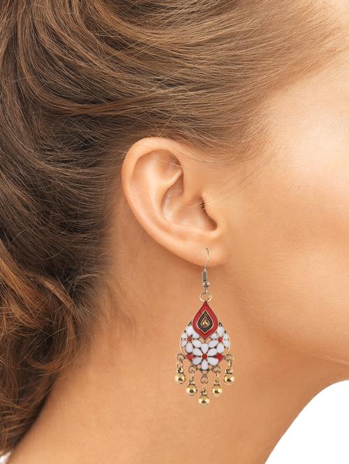 red metal drop earring - 15473358 - Very Small Image - 1