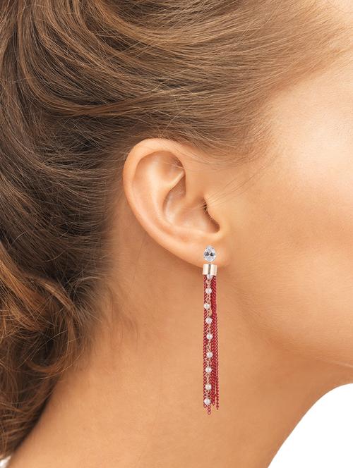 red metal drop earring - 15473425 - Very Small Image - 1