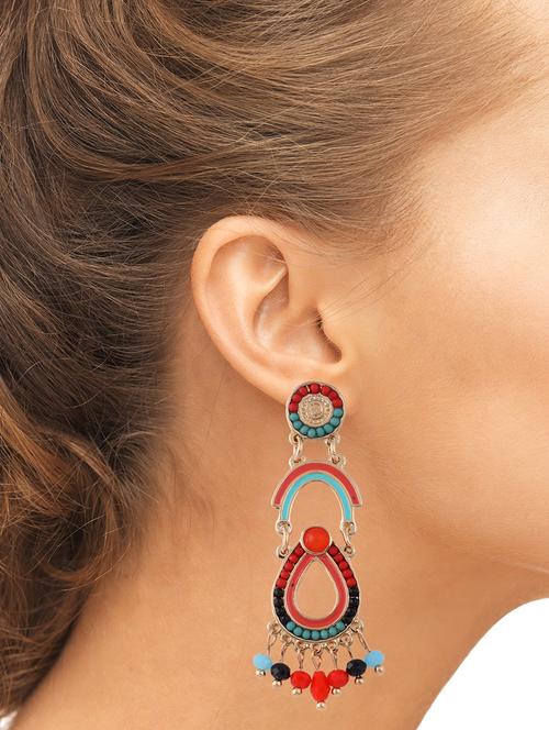 red metal drop earring - 15473440 - Very Small Image - 1