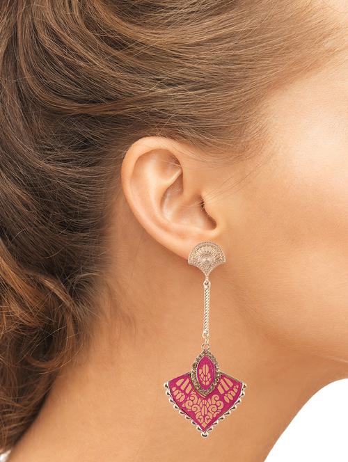 pink metal drop earring - 15473445 - Very Small Image - 1