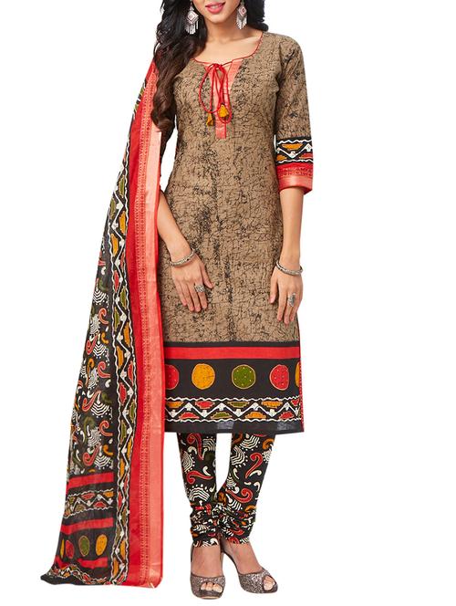printed unstitched churidaar suit - 15473637 - Very Small Image - 1