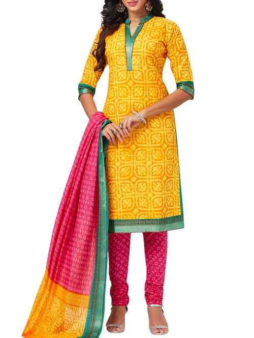 printed unstitched churidaar suit - 15473638 - Very Small Image - 1