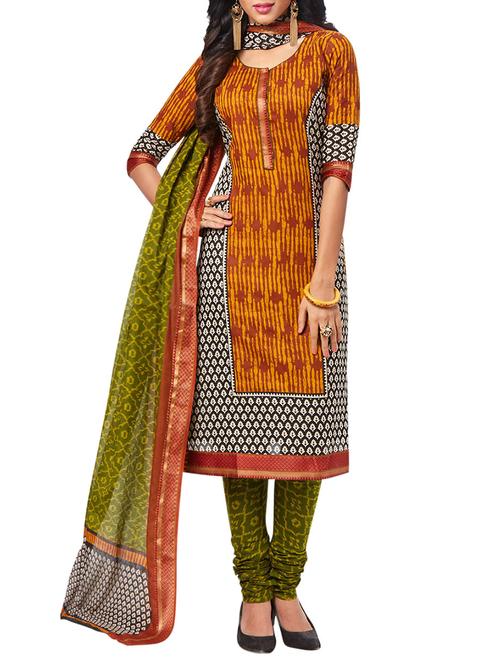 printed unstitched churidaar suit - 15473642 - Very Small Image - 1