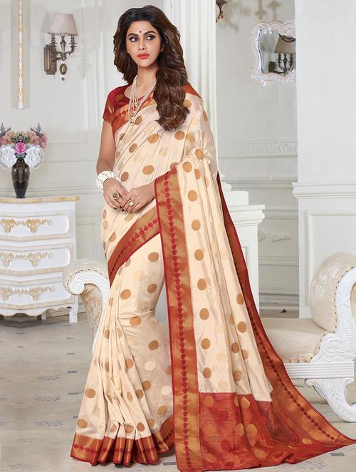 polka dots zari banarasi saree - 15475063 - Very Small Image - 1