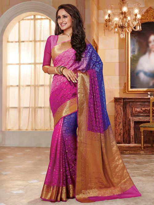 tonal shades zari banarasi saree - 15475121 - Very Small Image - 1