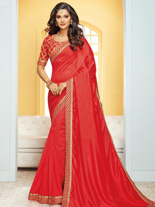 zari  border embroidered saree with blouse - 15475219 - Very Small Image - 1