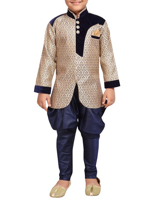 beige silk blend  kurta set - 15475778 - Very Small Image - 1