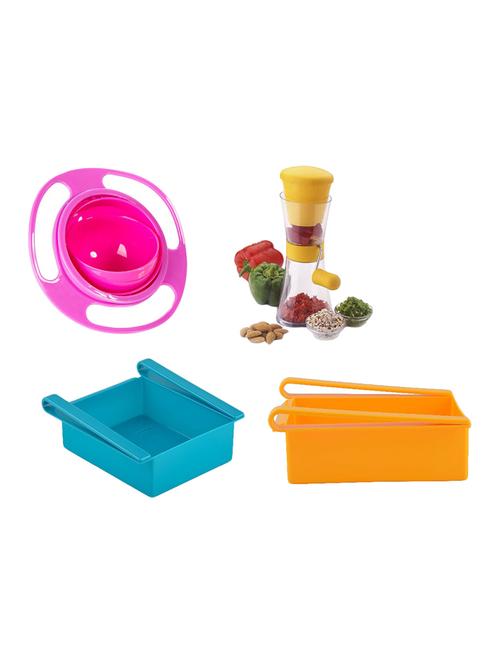 2 pcs multipurpose fridge tray rack drawer + chilli onion garlic cutter chopper + revolving baby lunch box - 15475877 - Very Small Image - 1