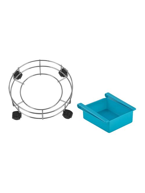 cylinder trolley with wheels  + multipurpose fridge tray storage unbreakable rack drawer - 15475887 - Very Small Image - 1