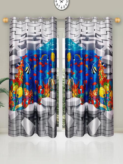 premium quality polyester standard door 7 feet digital curtain with 8 eyelet (1 pc) - 15475926 - Very Small Image - 1