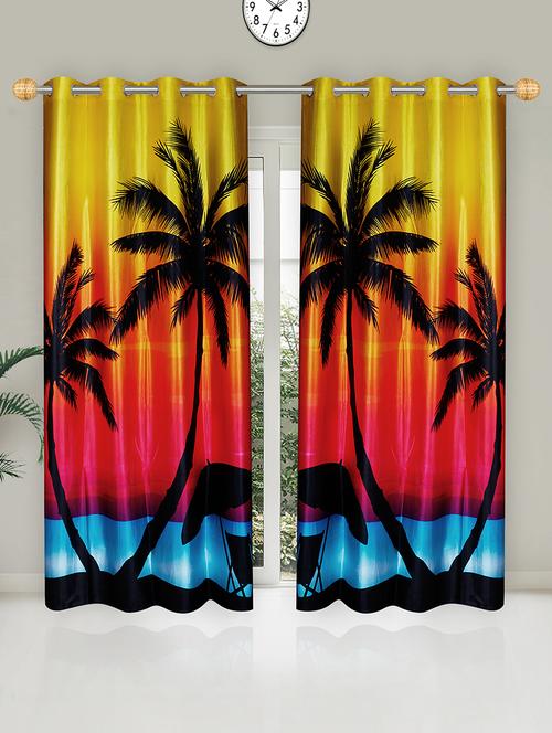 premium quality polyester standard door 7 feet digital curtain with 8 eyelet (2 pc) - 15475958 - Very Small Image - 1