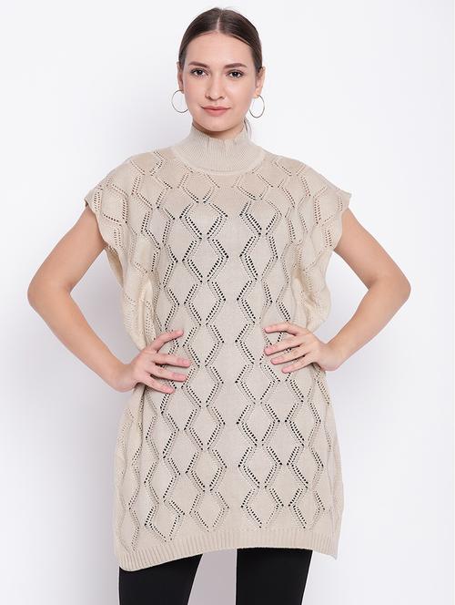 pointelle knit woolen poncho - 15476352 - Very Small Image - 1