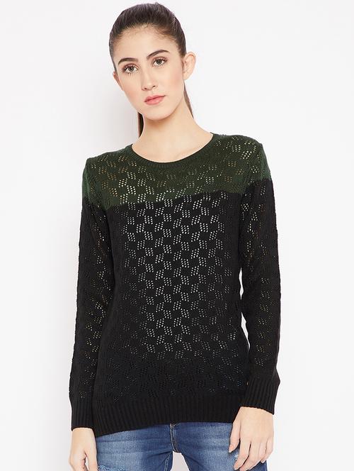 pointelle knit color block pullover - 15476446 - Very Small Image - 1