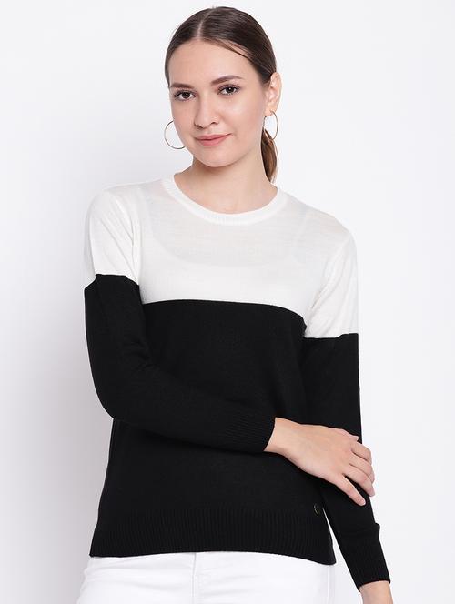 color block woolen pullover - 15476453 - Very Small Image - 1