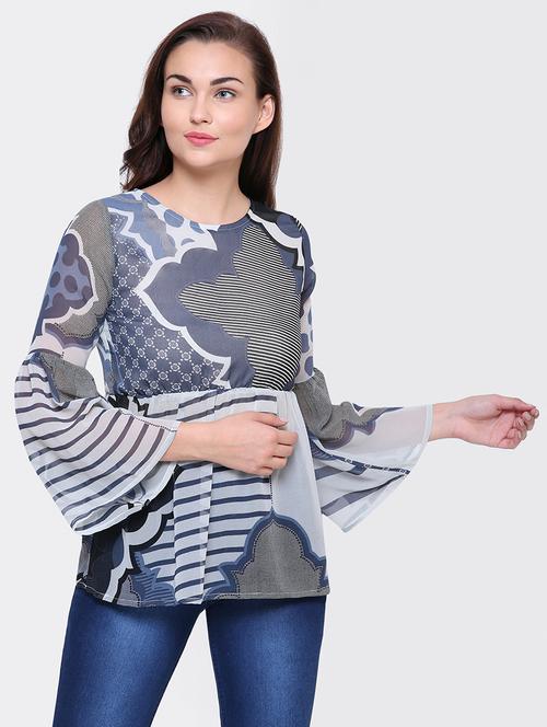 women's straight round neck top - 15476796 - Very Small Image - 1