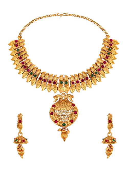 gold tone necklace & earrings set - 15476979 - Very Small Image - 1