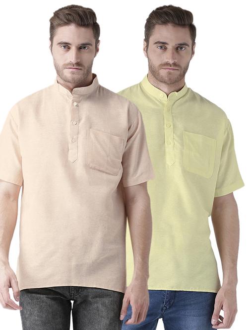 multi colored khadi short kurta (set of 2) - 15477393 - Very Small Image - 1