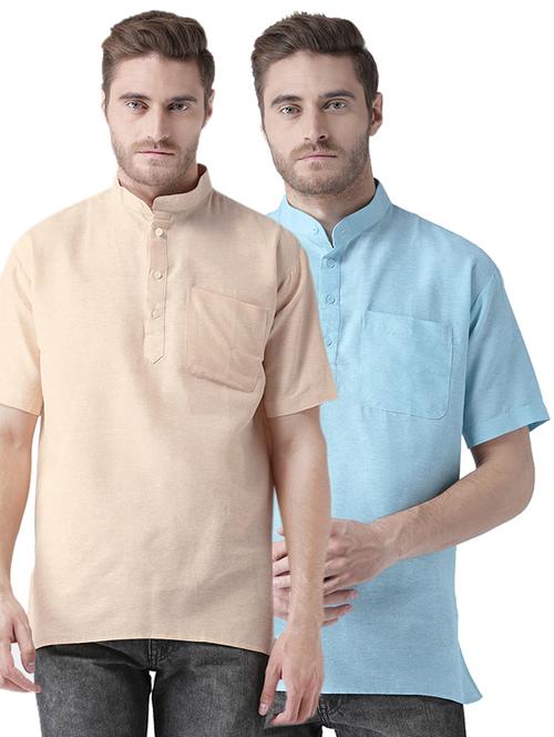 multi colored khadi short kurta (set of 2) - 15477398 - Very Small Image - 1
