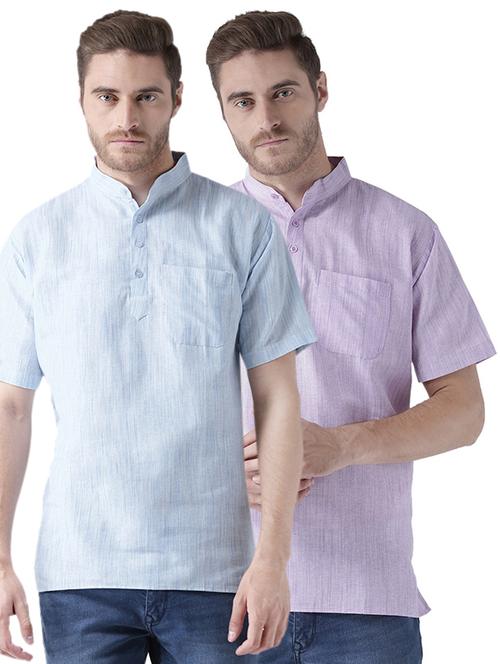 multi colored khadi short kurta - 15477434 - Very Small Image - 1