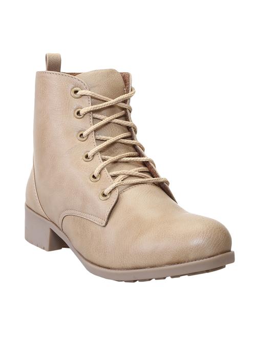 beige ankle lace-up boots - 15478139 - Very Small Image - 1