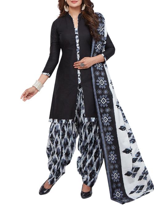black cotton salwar suit unstitched - 15479154 - Very Small Image - 1