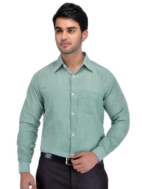 green khadi formal shirt - 15481014 - Very Small Image - 1