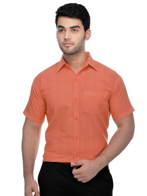 orange solid casual shirt - 15481093 - Very Small Image - 1