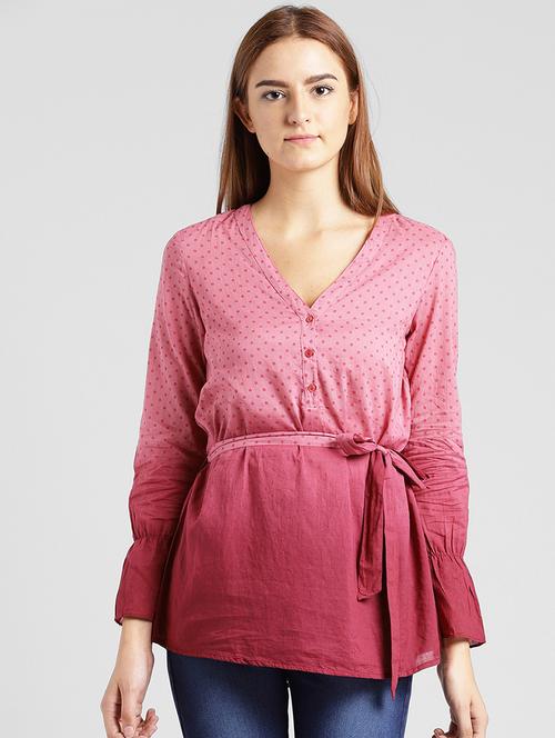 self-tie waist ombre top - 15482074 - Very Small Image - 1