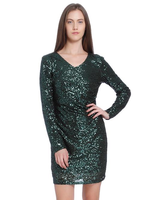 long sleeved shimmery sheath dress - 15483755 - Very Small Image - 1