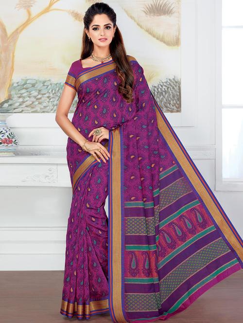 paisley printed saree with blouse - 15484093 - Very Small Image - 1