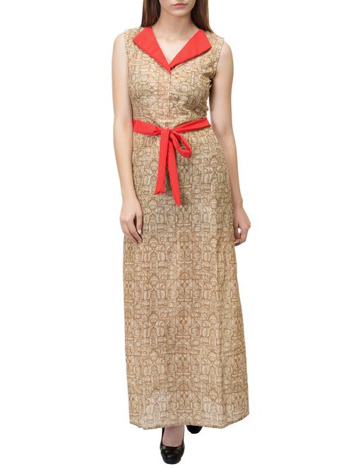 a-line checkered ethnic dress - 15484165 - Very Small Image - 1