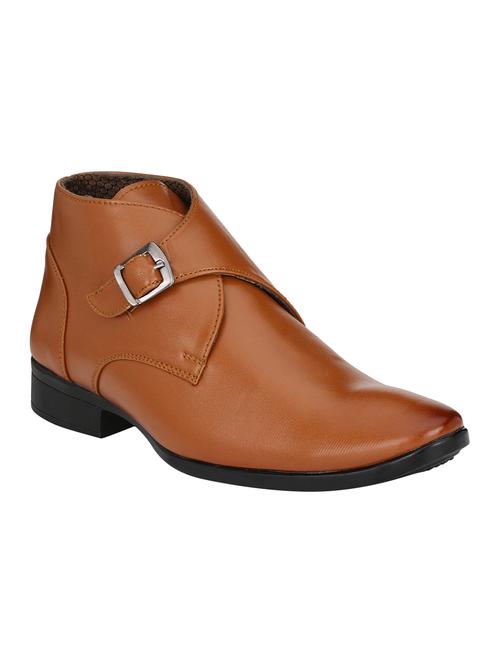 tan leatherette slip on monk straps - 15484941 - Very Small Image - 1