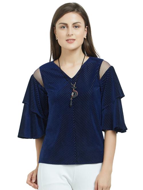 mesh panel layered sleeve top - 15485184 - Very Small Image - 1