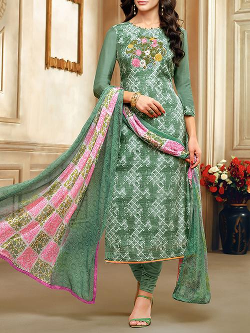 embroidered unstitched churidaar suit - 15485860 - Very Small Image - 1