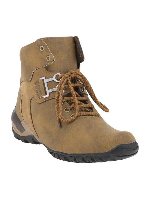tan leatherette high ankle boots - 15485922 - Very Small Image - 1