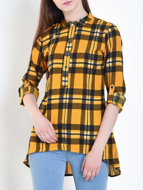 button detailed checkered tunic - 15485938 - Very Small Image - 1