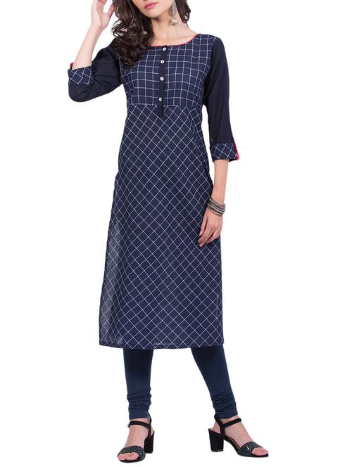 checkered straight kurta - 15486377 - Very Small Image - 1