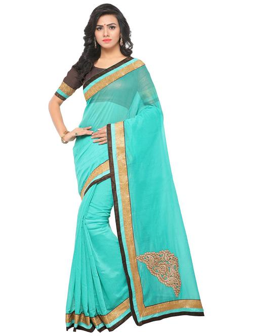 patchwork contrast lace chanderi saree with blouse - 15488845 - Very Small Image - 1
