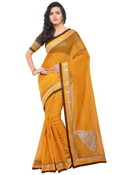 patchwork contrast lace chanderi saree with blouse - 15488848 - Very Small Image - 1