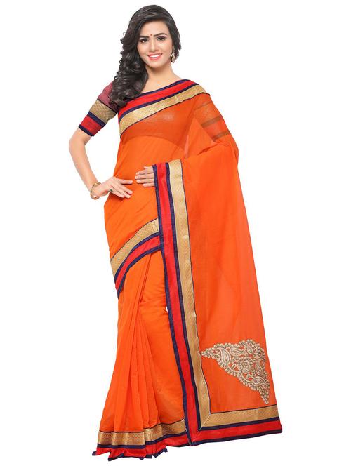 patchwork contrast lace chanderi saree with blouse - 15488849 - Very Small Image - 1