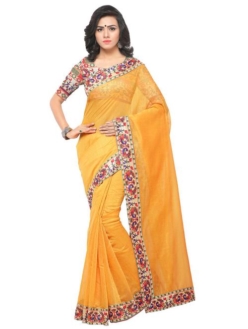 conversational printed border chanderi saree with blouse - 15488856 - Very Small Image - 1