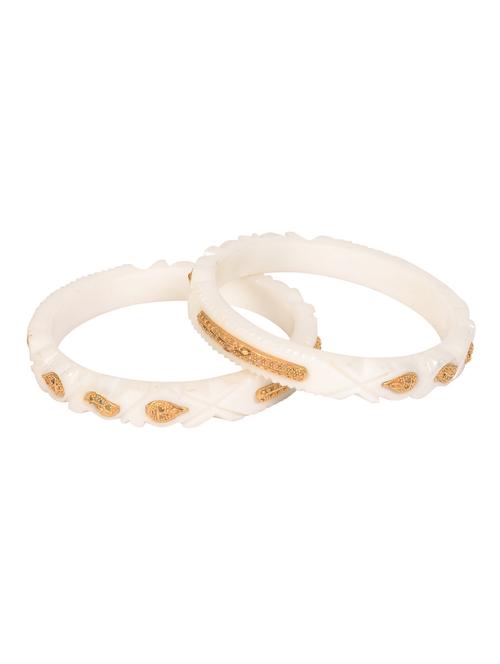 white gold tone shakha pola bangles - 15489774 - Very Small Image - 1